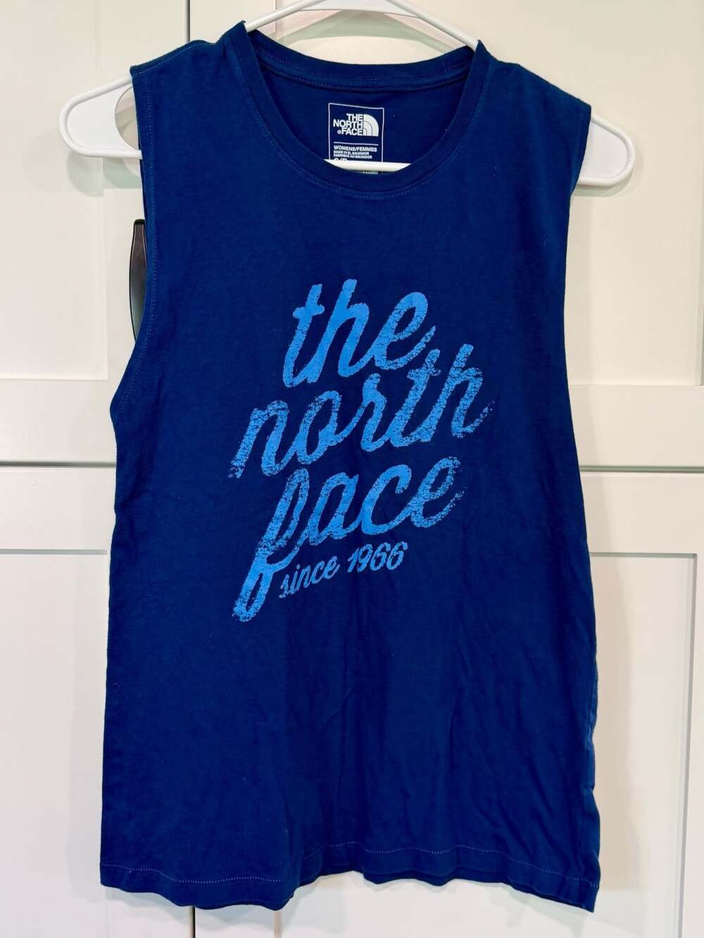 The North Face Navy Graphic Tank Top Womens S Relaxed Fit Since 1966 Sleeveless